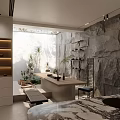 Modern Living Room Design With Large Screen TV Curved Sofa Marble Countertop And Circular Light