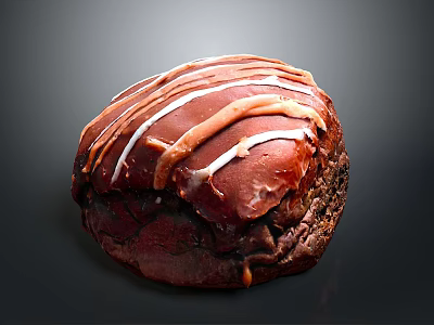 Freshly Baked Chocolate Pastry With White Frosting Drizzle And Soft Texture 3d model