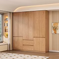 Modern Wooden Wardrobe Interior With Natural Wood Color Multiple Doors And Drawers