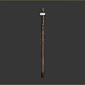 Brown Wooden Household Pole With Two Green Lamps And Small Hanging Accessories