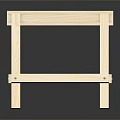 Sturdy Wooden Sawhorse Workbench Support with Cross Supports on Black Reflective Surface