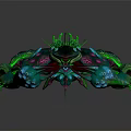 Vibrant Colorful Mythical Creature Character With Green Blue Tentacles And Pink Spikes