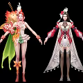 Vibrant Game Movie Characters With Floral Leaf Decor And Elegant Tassel Costumes