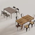 Modern Wooden Dining Table Sets With Mixed Color Chairs And Simple Style 3d model