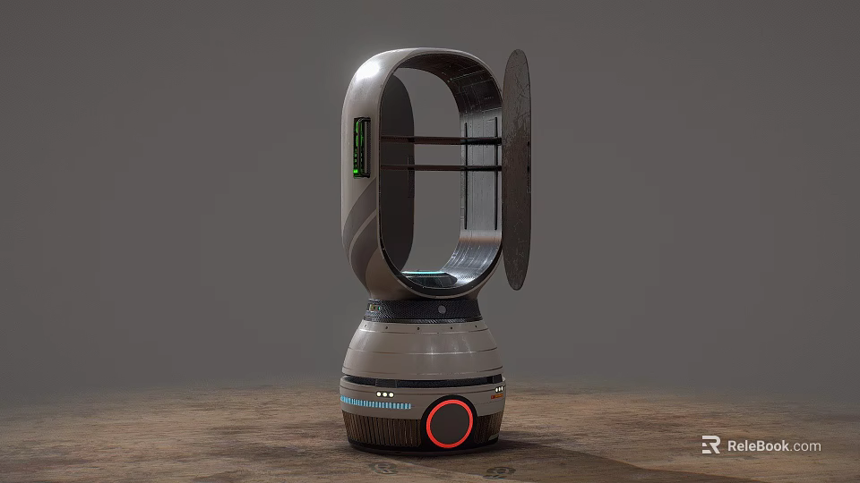 Smart Machine with Modern Circular Frame Red Accent and Tech Inspired Base 3d model 
