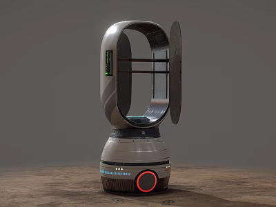 Smart Machine with Modern Circular Frame Red Accent and Tech Inspired Base 3d model