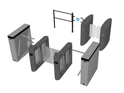 Public Facility Automatic Turnstiles With Security Barrier And Pedestrian Access Control 3d model