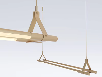 Modern Linear Pendant Light With Geometric Metal Frame And Hanging Design 3d model