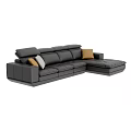 Black Leather Sectional Sofa with L shaped Design and Accent Pillows 3d model