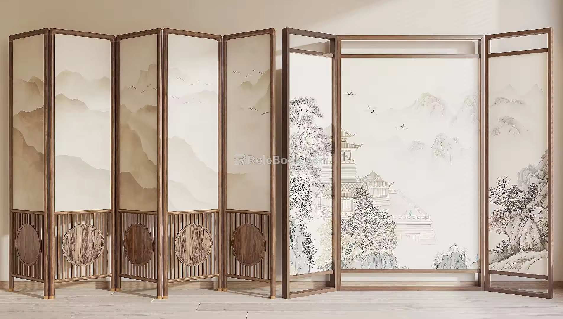 new chinese style screen 3d model