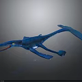 Blue Prehistoric Aquatic Creature Model With Long Beak Open Mouth And Flippers On Dark Background