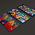 Colorful Square Rugs with Abstract Patterns and Fish Design in Vibrant Art Style