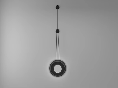Modern Minimalist Circular Black Wall Lamp With Hanging Design And Simple Structure 3d model