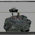 Air Suspended Island Ten Thousand Swords Array Seal Magic Altar Sendai Purgatory Altar Ancient Excalibur Lock Demon Array 3d model