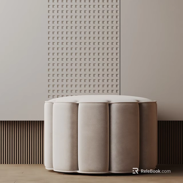 Elegant Modern Side Table With Round Top Cylindrical Pleated Velvet Design 3d model 
