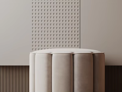 Elegant Modern Side Table With Round Top Cylindrical Pleated Velvet Design 3d model
