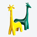Colorful Giraffe Shaped Stools for Children with Yellow and Green Design