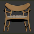 Modern Accent Chair with Wooden Frame Curved Backrest Armrests and Padded Light Cushion