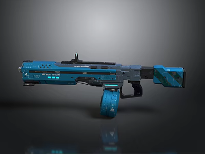 Futuristic Blue and Black Sci-Fi Weapon with Advanced Tactical Design and Sleek Details 3d model
