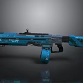 Futuristic Blue and Black Sci-Fi Weapon with Advanced Tactical Design and Sleek Details