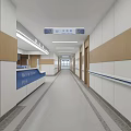 Modern Nursing Station Interior With Reception Desk Computers And Bookshelves 3d model