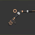 Black Gold Robotic Arm With Silver Details Claw Hand And Orange Rings On Dark Background