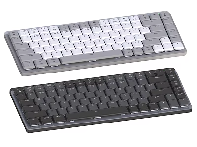 Sleek Compact Computer Keyboards with Light Gray White and Black Colors 3d model