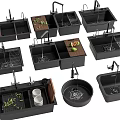 Black Kitchen Sinks In Various Styles With Drain Racks Cutting Boards Avocados And Cups