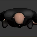 Bald Man in Black Suit and Tie Standing Against Gray Background