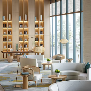 New Chinese Rest Area Hotel Lobby 3d model