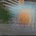 Illuminated Modern Canopy For Scooter Parking With Digital Screen On Urban Street