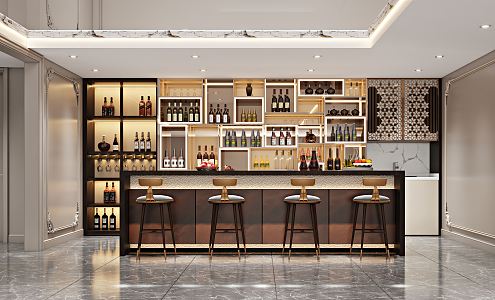 Light Luxury Wine Tasting Area Wine Cabinet Bar Counter 3d model