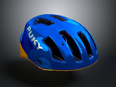 PUKY Blue Kids Cycling Helmet with Ventilated Design and Adjustable Strap 3d model