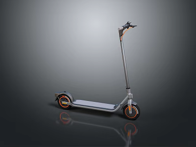 Modern Electric Scooter With Gray Frame Orange Wheels And Black Handlebar 3d model