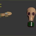 Weapon Gas Mask With Wooden Component Green Base And Protective Lenses