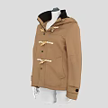 Stylish Brown Hooded Duffle Coat With Toggle Buttons And Classic Design 3d model