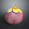 Fresh Ripe Exotic Mangosteen Fruit With Purple Skin And Yellow Leaves
