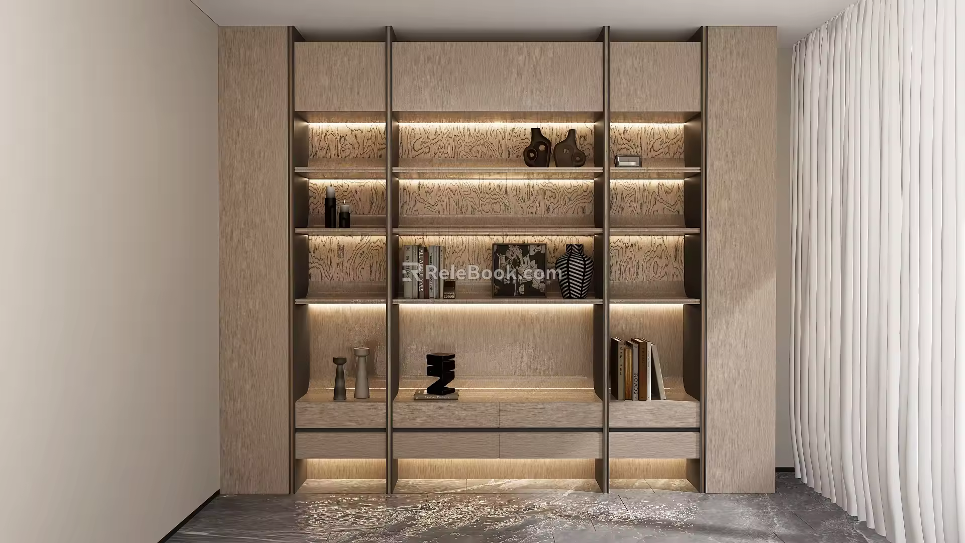 Italian Study Bookcase ABA Sandwich Craft Functional Cabinet Display Cabinet 3d model