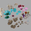 Colorful Coral And Marine Life Models With Various Shapes And Colors