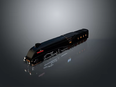 Black Streamlined Train Model With Shiny Exterior And Reflective Surface 3d model