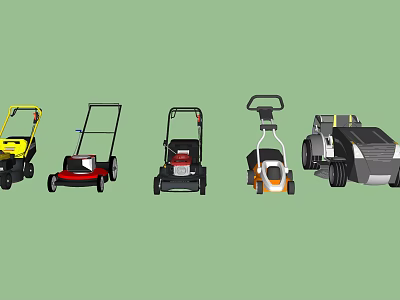 Different Types Of Lawn Mowers With Various Designs And Features 3d model