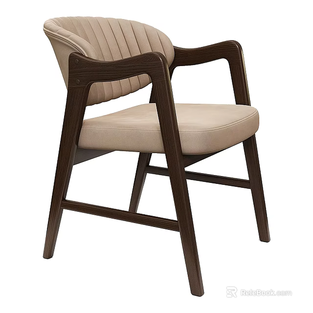 Modern Leather Single Sofa With Wooden Frame Armrests And Comfortable Seat 3d model