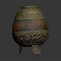 Elegant Vase With Carved Floral Patterns Orange Beige Design And Footed Base