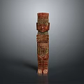 Standing Intricately Designed Traditional Wooden Carved Statue As Modern Interior Decor Piece