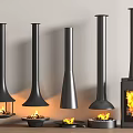 Modern Black Fireplace Designs With Various Styles And Burning Flames