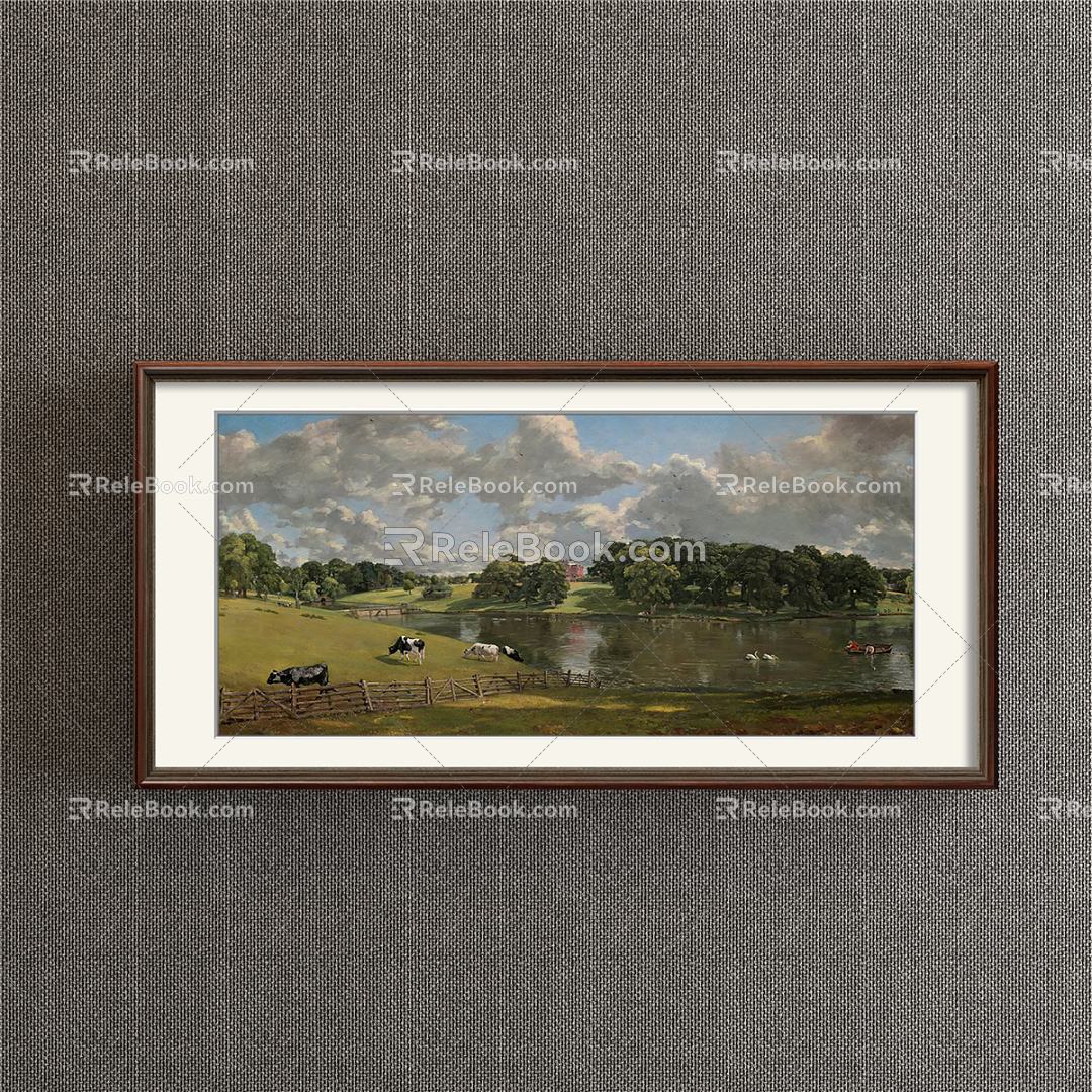 European-style landscape painting green porch landscape natural landscape decorative painting 3d model