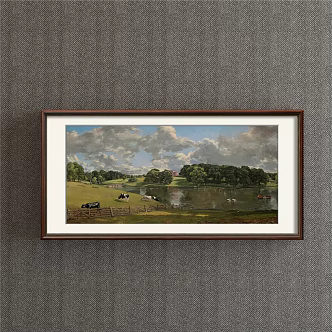 European-style landscape painting green porch landscape natural landscape decorative painting 3d model
