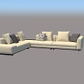 Modern Sectional Sofa Set With Light Colored Upholstery Gray And Patterned Pillows 3d model