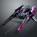 Futuristic Sci Fi Mechanical Device With Purple Black Color Red Accents And Detailed Structure