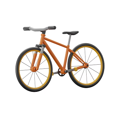 Orange Bicycle with Black Handlebars Seat and Yellow Inner Rim Wheels 3d model